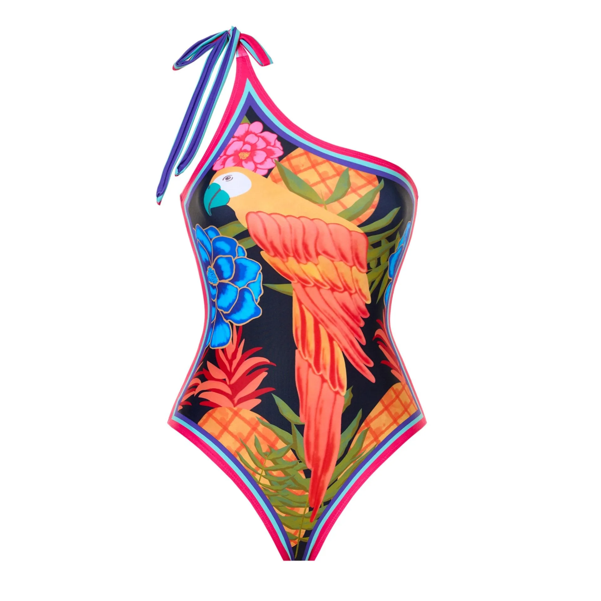 84Volt  Parrot Pattern Printed Skirt Swimsuit Set - As shown / S