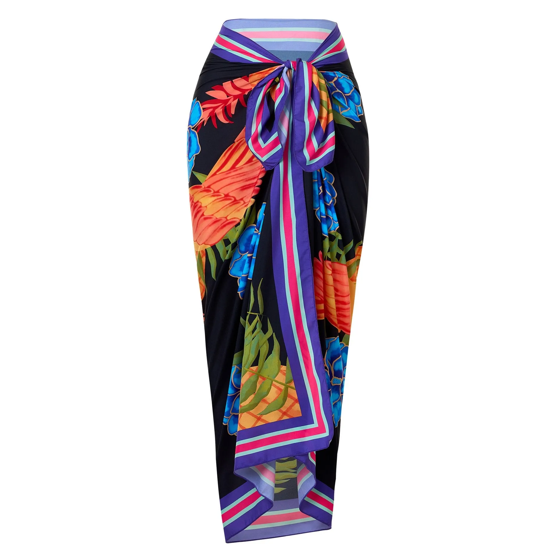 84Volt  Parrot Pattern Printed Skirt Swimsuit Set - As shown / S