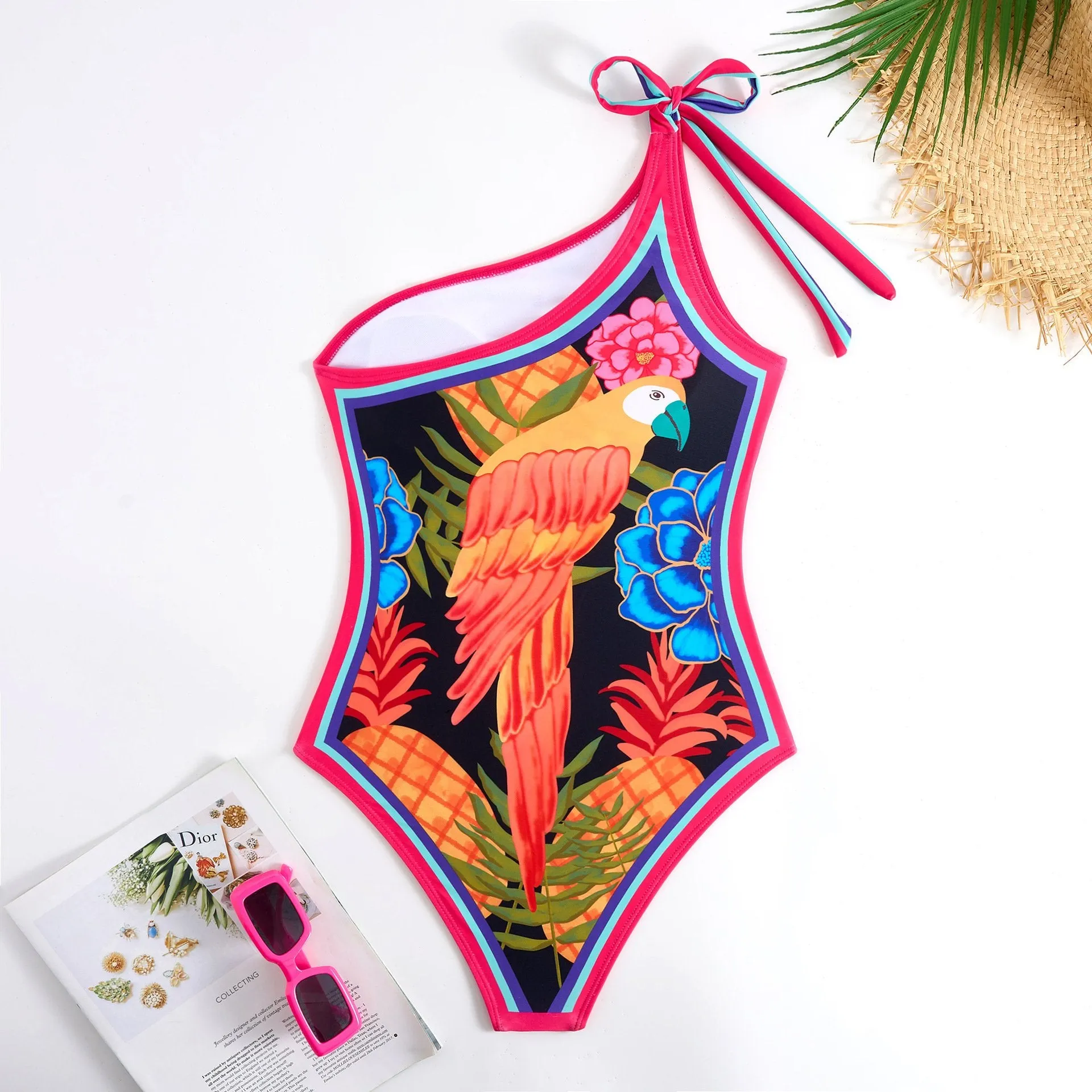 84Volt  Parrot Pattern Printed Skirt Swimsuit Set - As shown / S