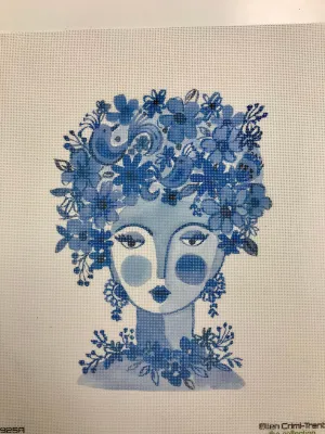 925A Head with Blue Flowers