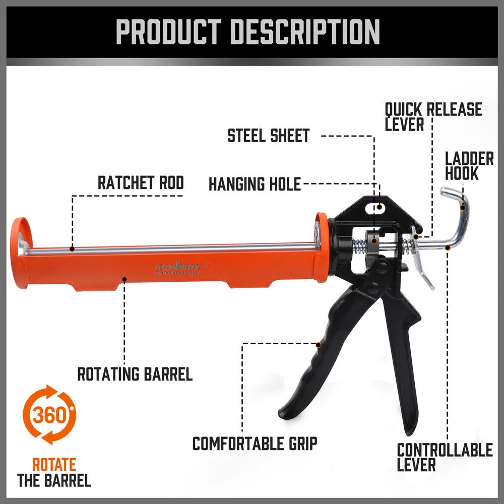 9" Heavy Duty Caulking Gun