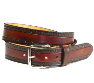 A107  1 1/2" Antique Finish Belt- Edge Design