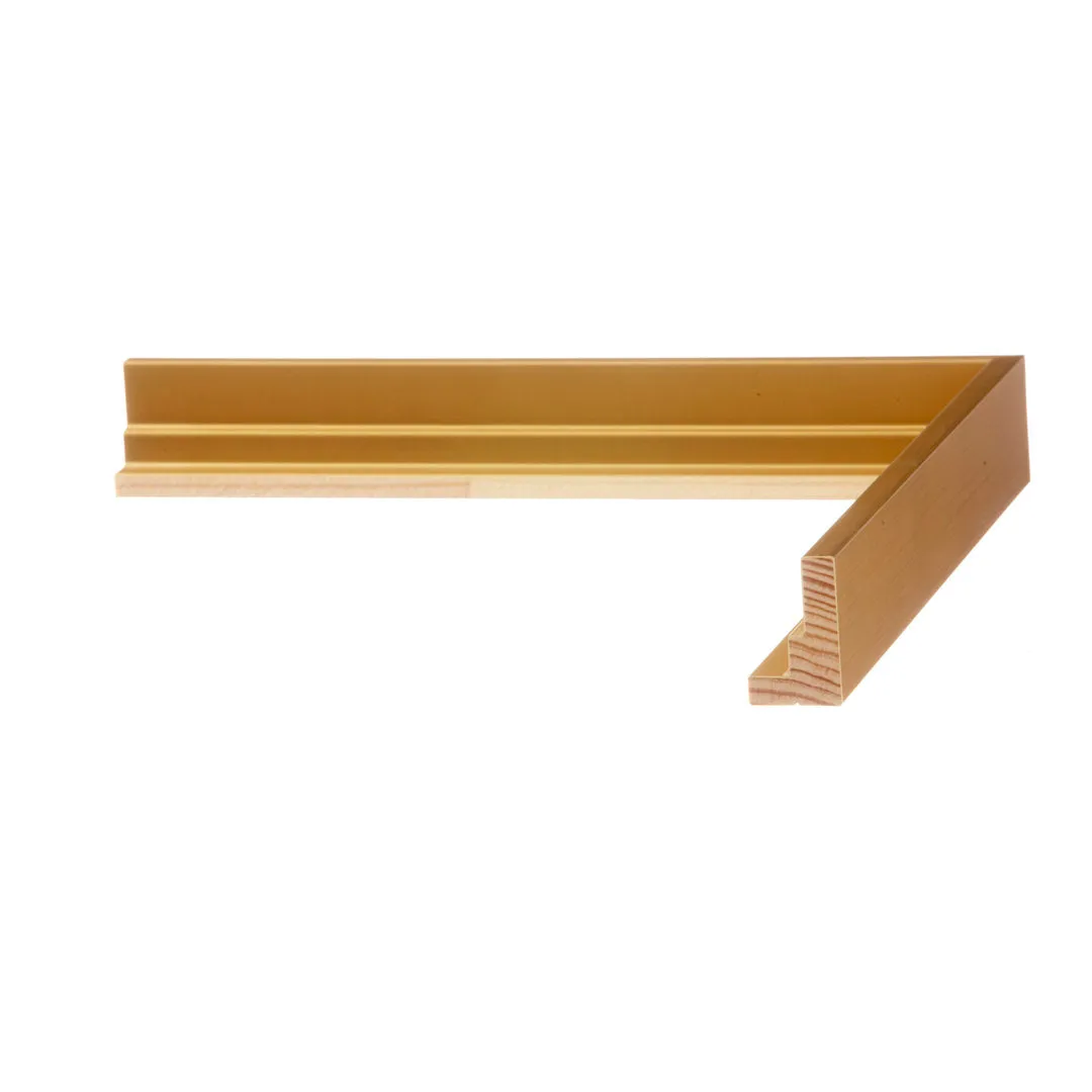 Abstract Navy Gold Paint - Wrapped Canvas Painting Print Mercury Row® Frame Color: Walnut Size: 12"H x 18"W Format: Framed Print with Mat