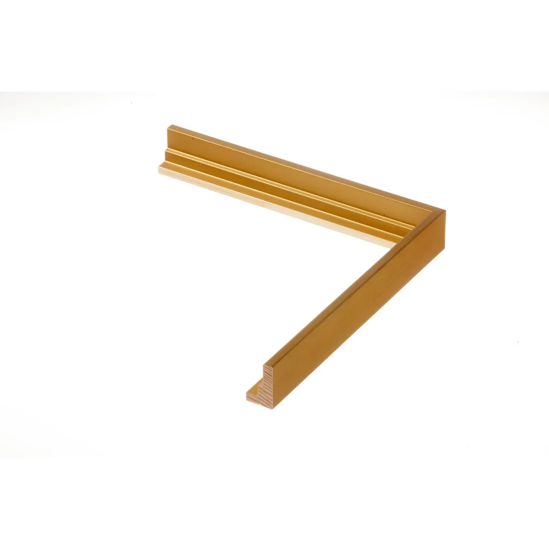 Abstract Navy Gold Paint - Wrapped Canvas Painting Print Mercury Row® Frame Color: Walnut Size: 12"H x 18"W Format: Framed Print with Mat