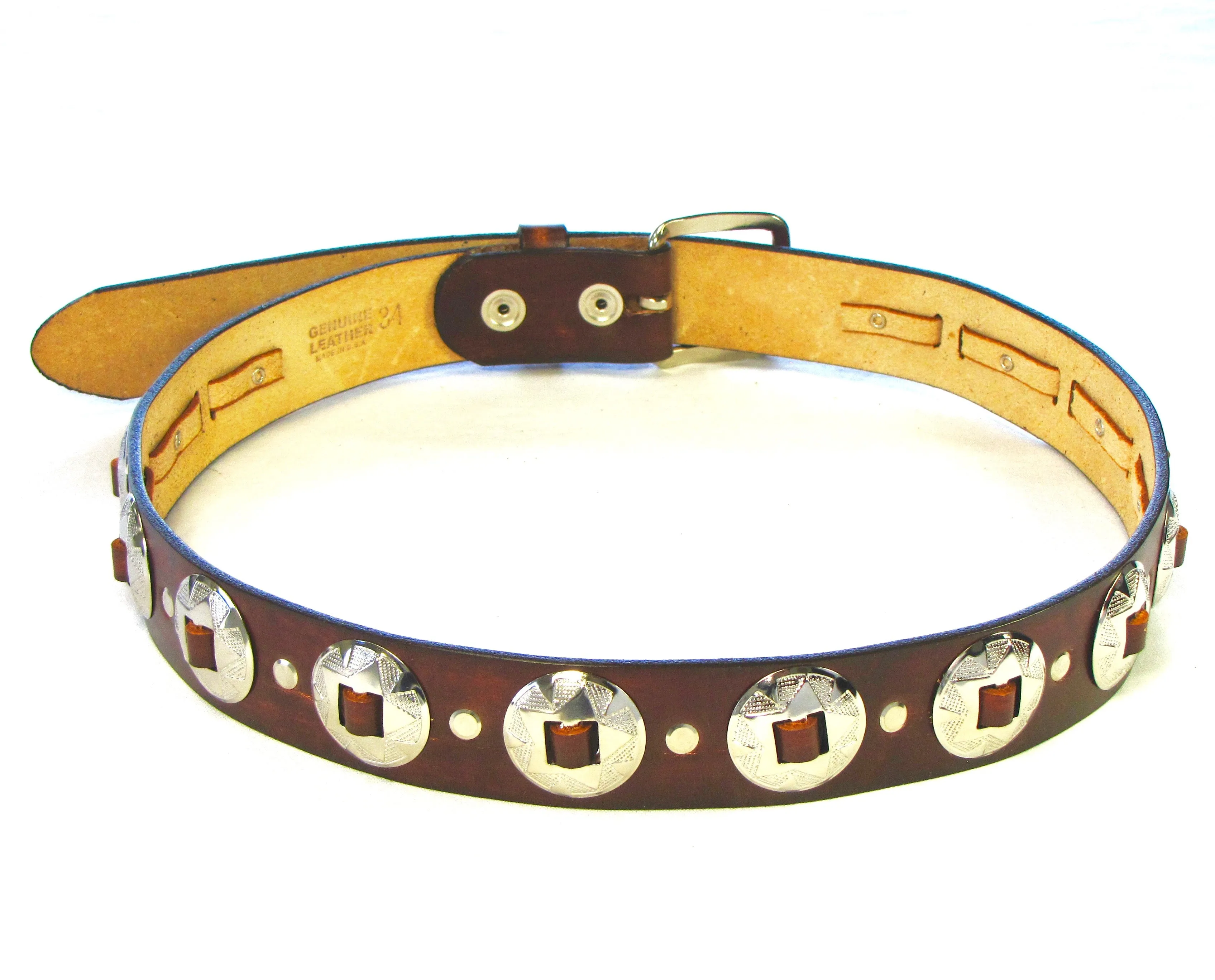 ACB-3  1 1/2" Antique Finish Belt w/ Conchos