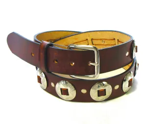 ACB-3  1 1/2" Antique Finish Belt w/ Conchos