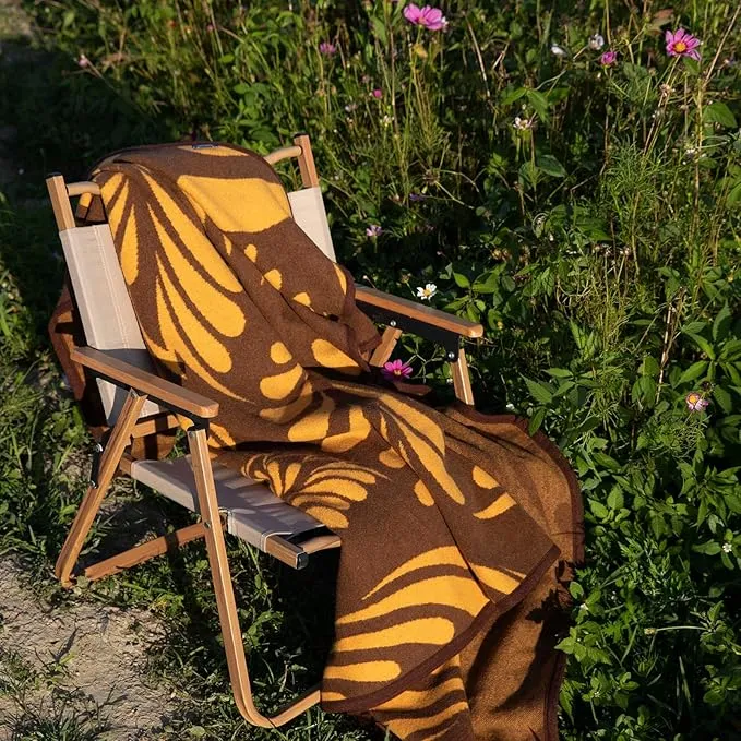 ACUSHLA Merino Wool Blanket - Soft Warm Thick Washable Large Throw Blanket for Camping Bed Couch Outdoor Travel All Weather, Rainforest Brown 79X63