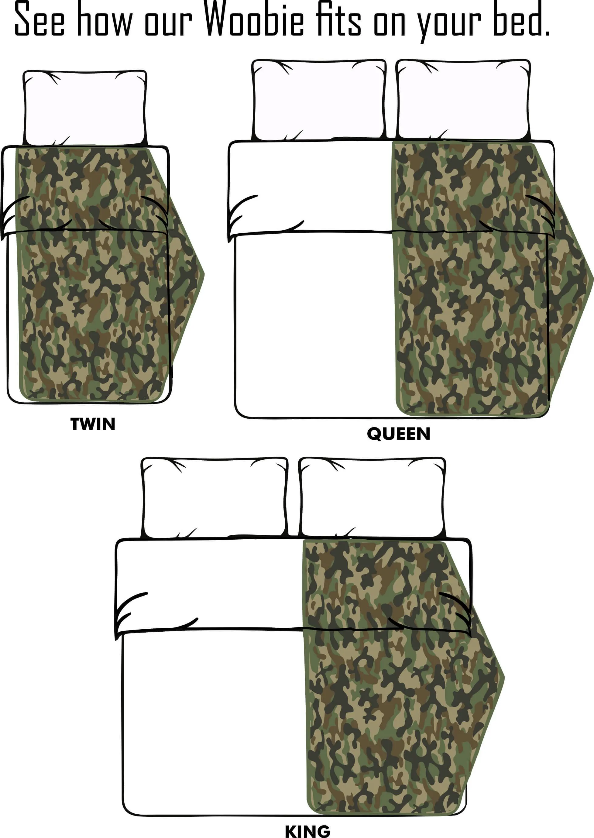ACU/UCP Camo Pattern Sequin Fringed Heart Chambray Fur Woobie Weighted Blanket