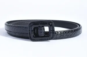 ADORNE THIN CROC BELT BLK