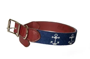ANCHOR ON NAVY NEEDLEPOINT DOG COLLAR™