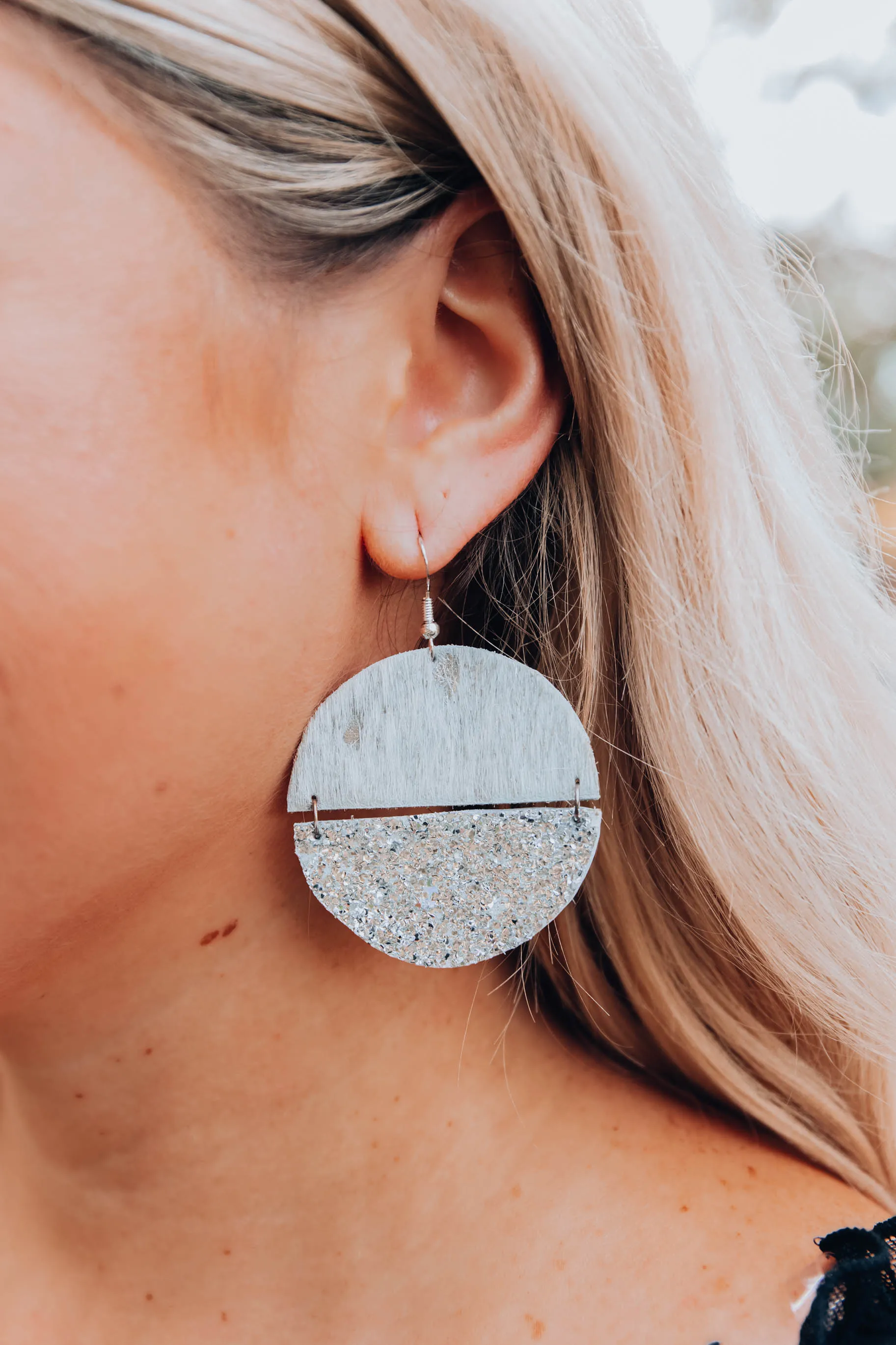 Another Dimension Leather Earrings - Silver