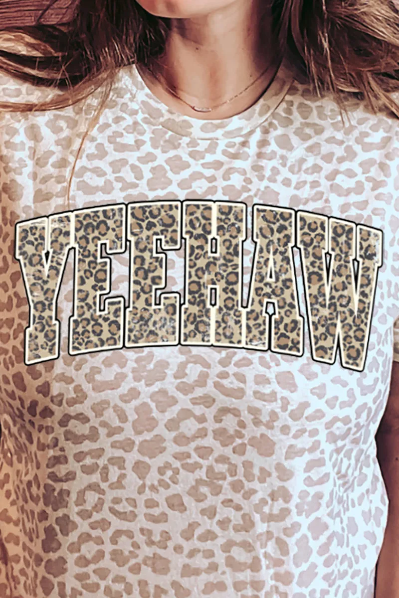 Arched Yeehaw Leopard Fine Jersey Tee