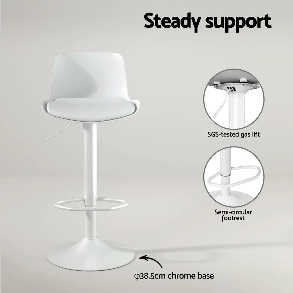 Artiss Bar Stools Kitchen Swivel Gas Lift Stool Leather Dining Chairs White x2