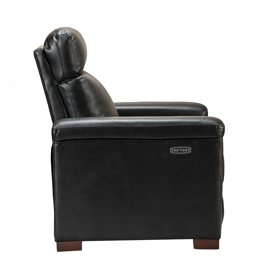 Aziah 34.65" Wide Genuine Leather Power Recliner With USB Port Wade Logan® Body Fabric: Black Genuine Leather