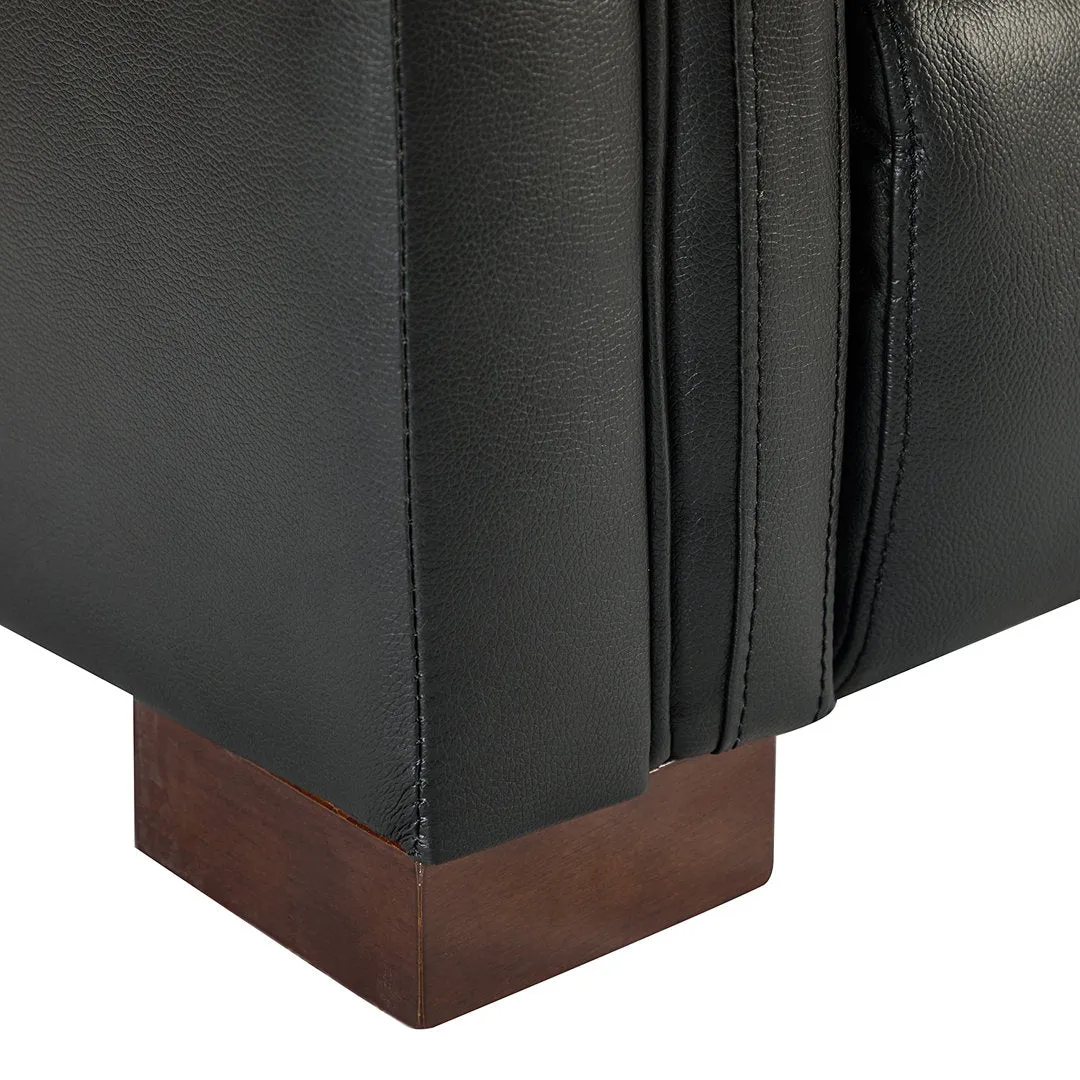 Aziah 34.65" Wide Genuine Leather Power Recliner With USB Port Wade Logan® Body Fabric: Black Genuine Leather