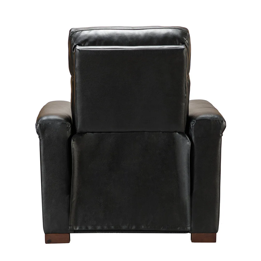 Aziah 34.65" Wide Genuine Leather Power Recliner With USB Port Wade Logan® Body Fabric: Black Genuine Leather