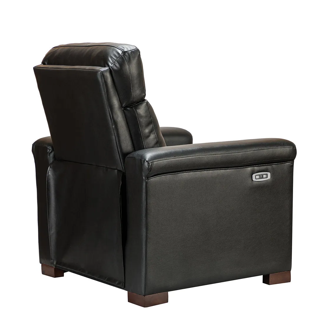 Aziah 34.65" Wide Genuine Leather Power Recliner With USB Port Wade Logan® Body Fabric: Black Genuine Leather