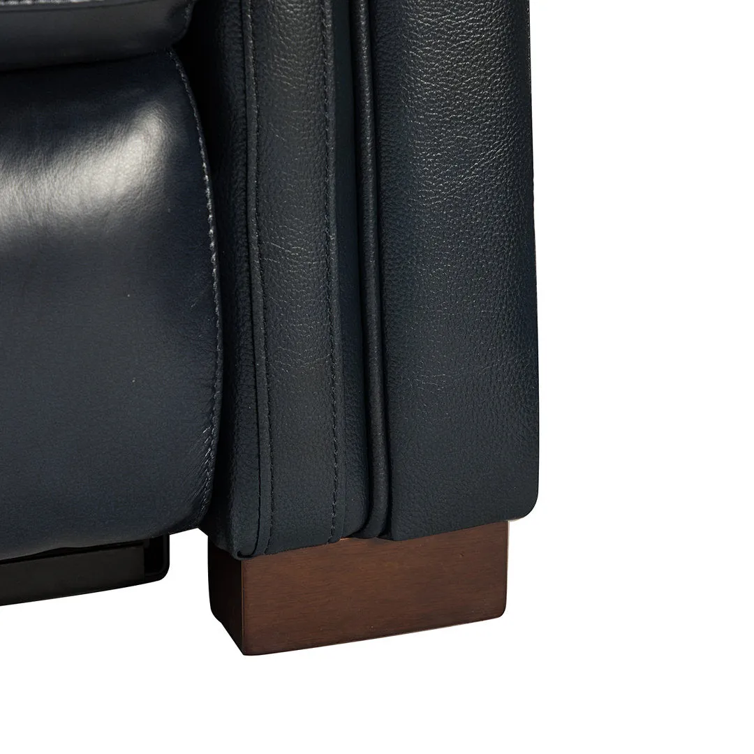 Aziah 34.65" Wide Genuine Leather Power Recliner With USB Port Wade Logan® Body Fabric: Navy Genuine Leather
