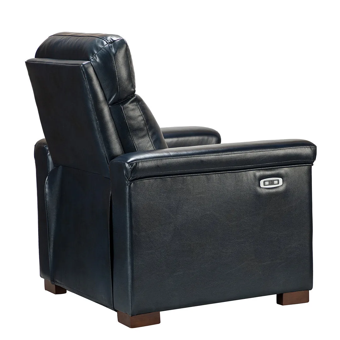 Aziah 34.65" Wide Genuine Leather Power Recliner With USB Port Wade Logan® Body Fabric: Navy Genuine Leather