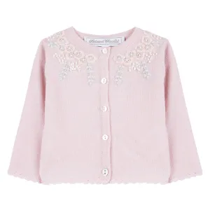 Baby Girls Pale Pink Floral Cardigan