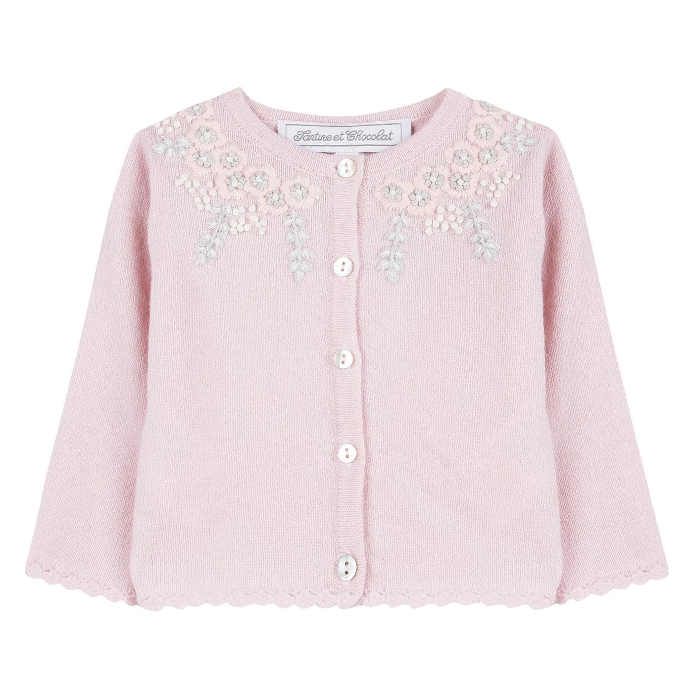 Baby Girls Pale Pink Floral Cardigan