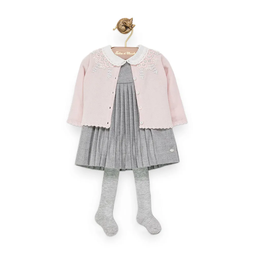 Baby Girls Pale Pink Floral Cardigan