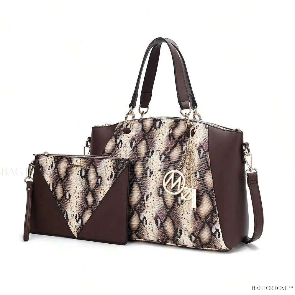 BagForLove - Addison Collection Snake Embossed Handbag Purse Set