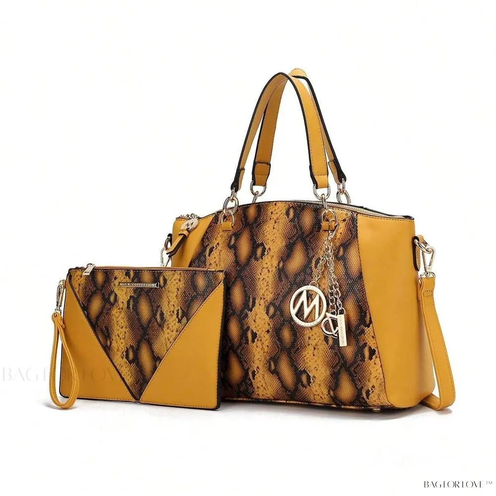 BagForLove - Addison Collection Snake Embossed Handbag Purse Set