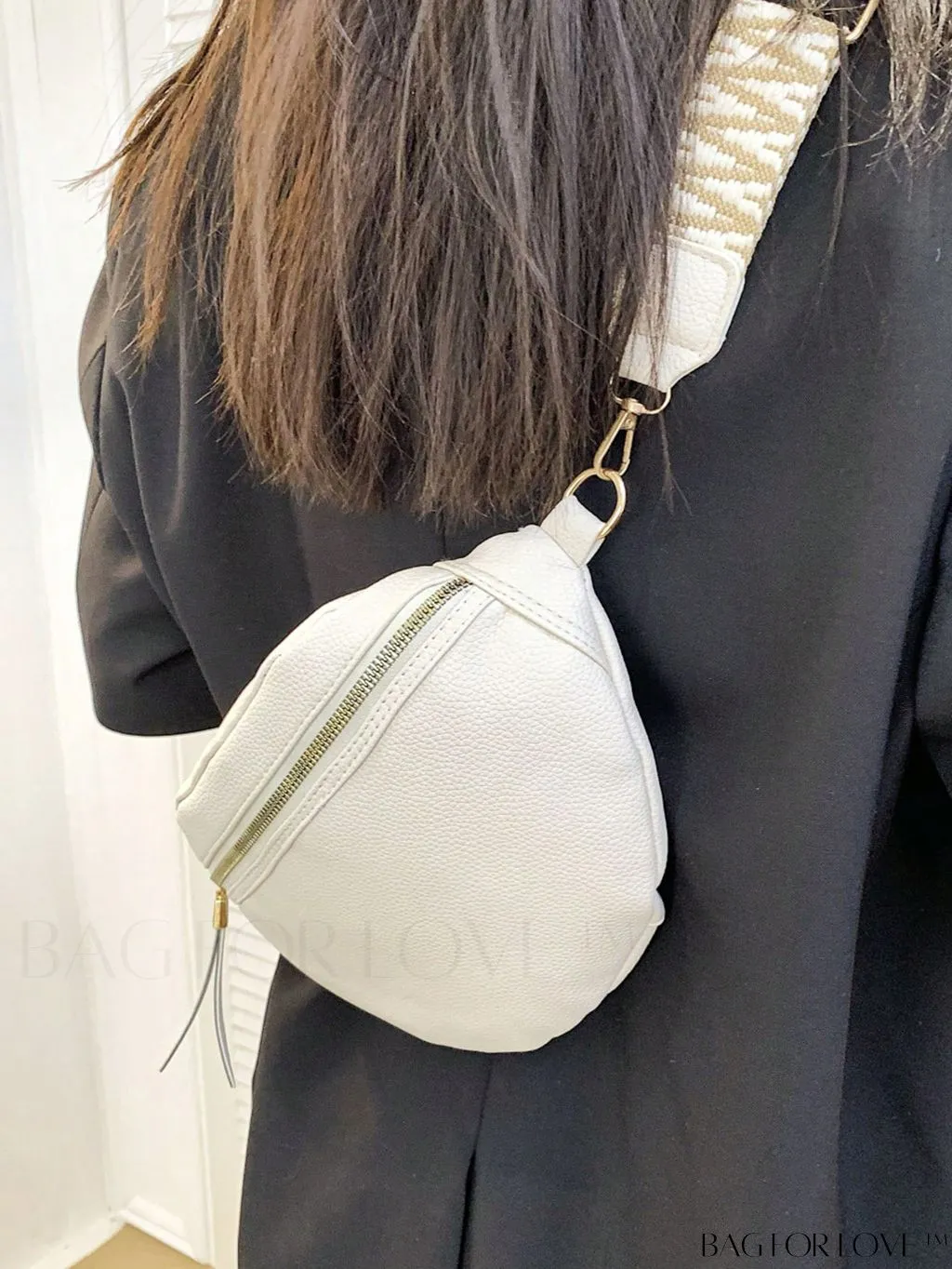 BagForLove - Beige Litchi Embossed Medium Fanny Pack - Stylish and Functional for Everyday Use