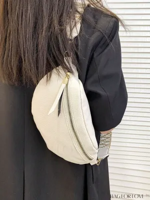 BagForLove - Beige Litchi Embossed Medium Fanny Pack - Stylish and Functional for Everyday Use