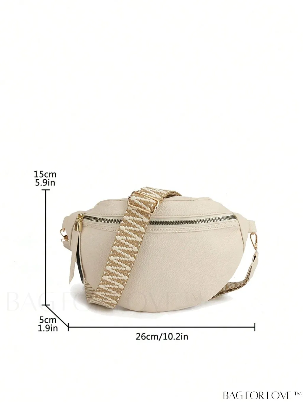 BagForLove - Beige Litchi Embossed Medium Fanny Pack - Stylish and Functional for Everyday Use