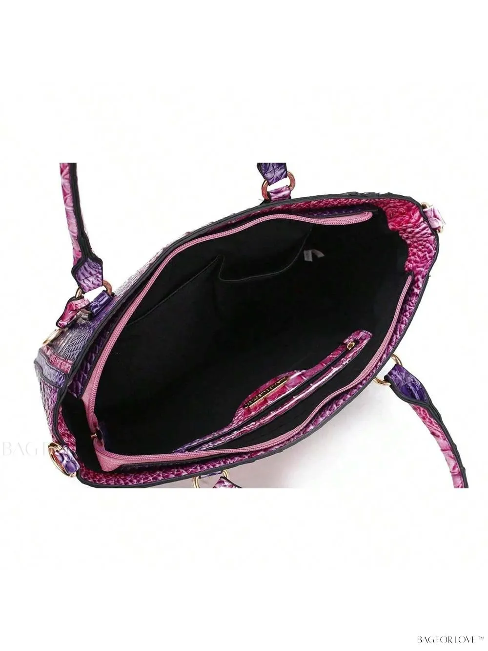 BagForLove - Bonnie Collection Gradient Rainbow Faux Crocodile-Embossed Shoulder Bag