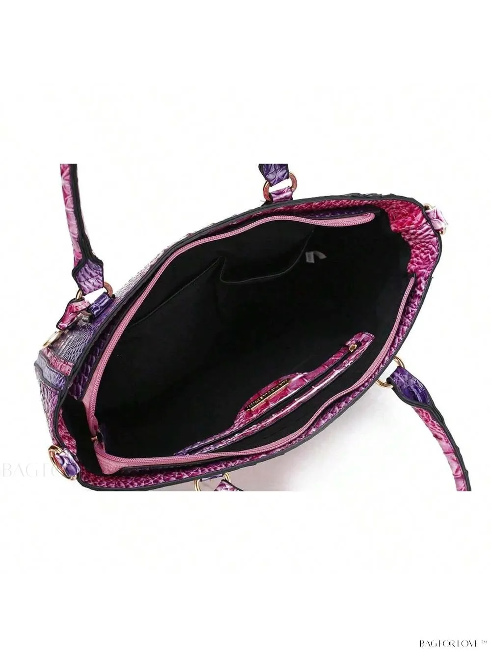 BagForLove - Bonnie Collection Gradient Rainbow Faux Crocodile-Embossed Shoulder Bag