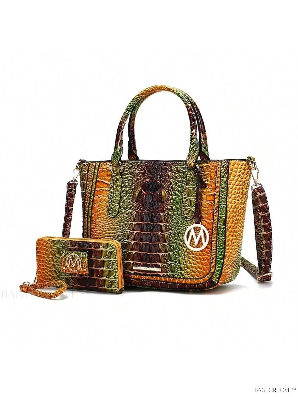 BagForLove - Bonnie Collection Gradient Rainbow Faux Crocodile-Embossed Shoulder Bag