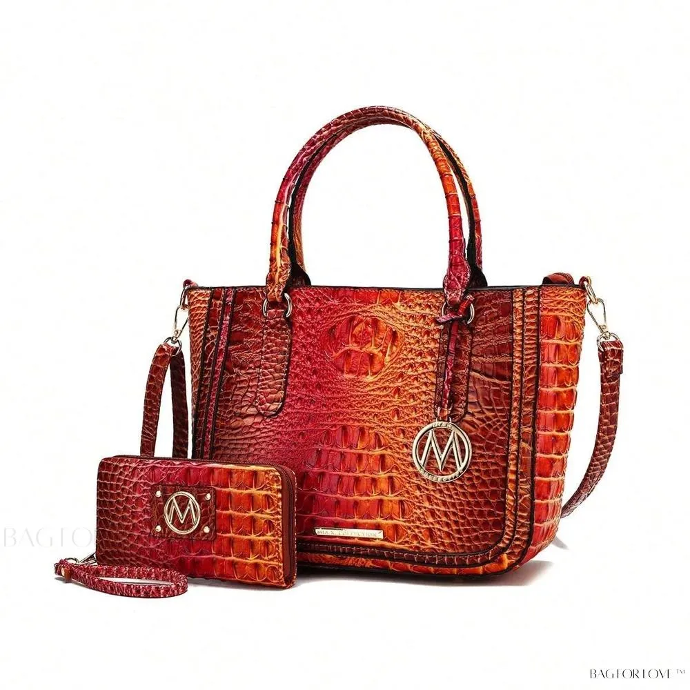 BagForLove - Bonnie Collection Gradient Rainbow Faux Crocodile-Embossed Shoulder Bag