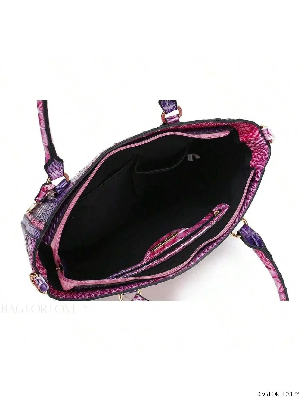 BagForLove - Bonnie Collection Gradient Rainbow Faux Crocodile-Embossed Shoulder Bag