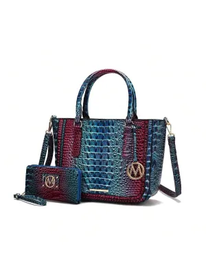 BagForLove - Bonnie Collection Gradient Rainbow Faux Crocodile-Embossed Shoulder Bag