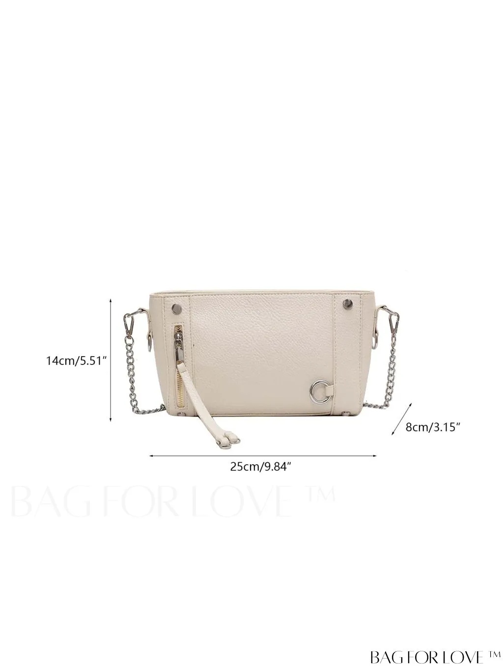 BagForLove - Chic Solid Color Lychee Embossed PU Womens Shoulder Bag: Fashionable and Elegant