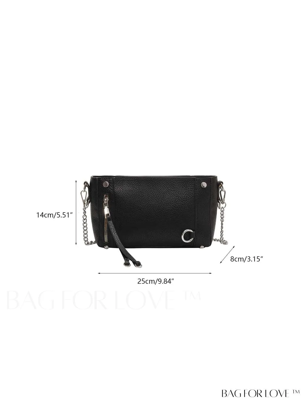 BagForLove - Chic Solid Color Lychee Embossed PU Womens Shoulder Bag: Fashionable and Elegant