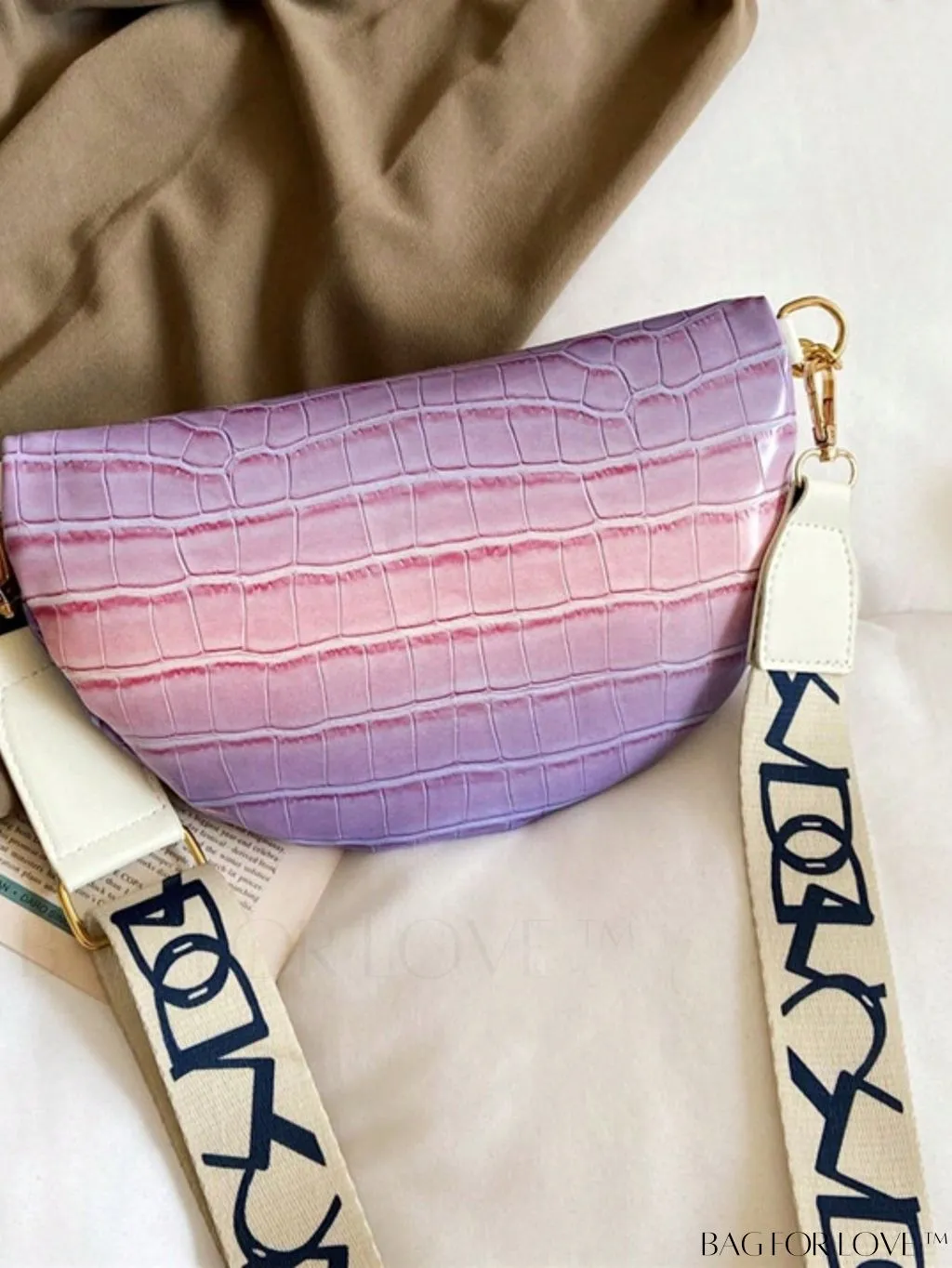 BagForLove - Crocodile Embossed Waist Bag with Decorative Chain