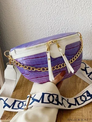 BagForLove - Crocodile Embossed Waist Bag with Decorative Chain