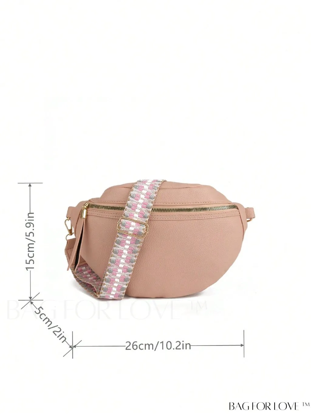 BagForLove - Elegant Litchi Embossed PU Fanny Pack with Zipper