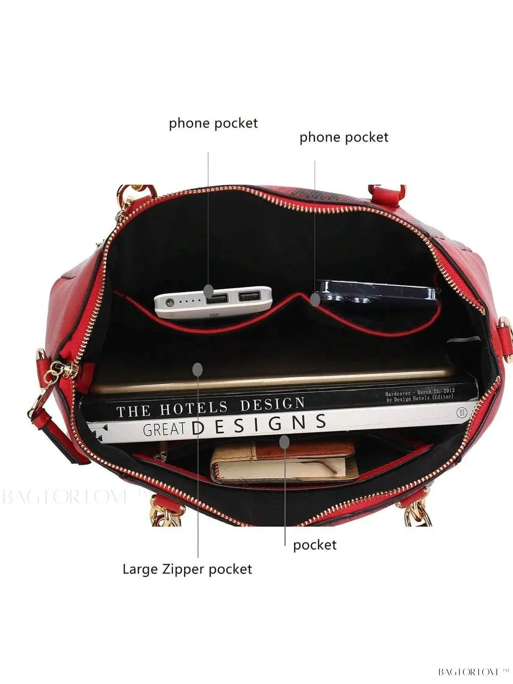 BagForLove - Elegant Snake Embossed Large Capacity Handbag Purse