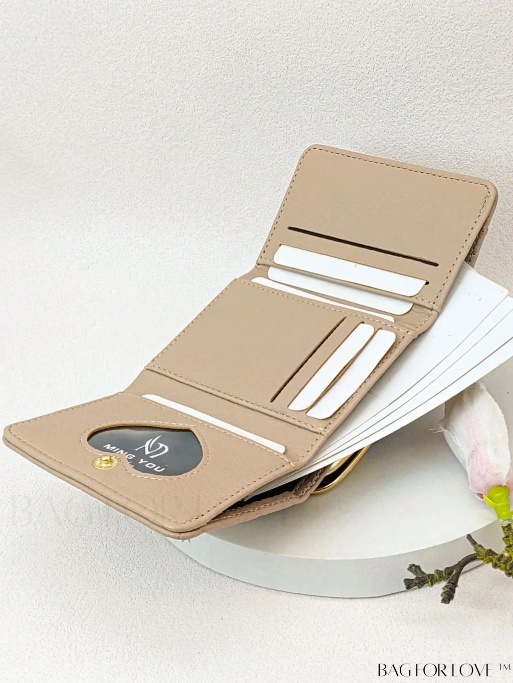 BagForLove - Embossed Litchi Small Wallet with Fashionable Stitch Detail and Kiss Lock Closure