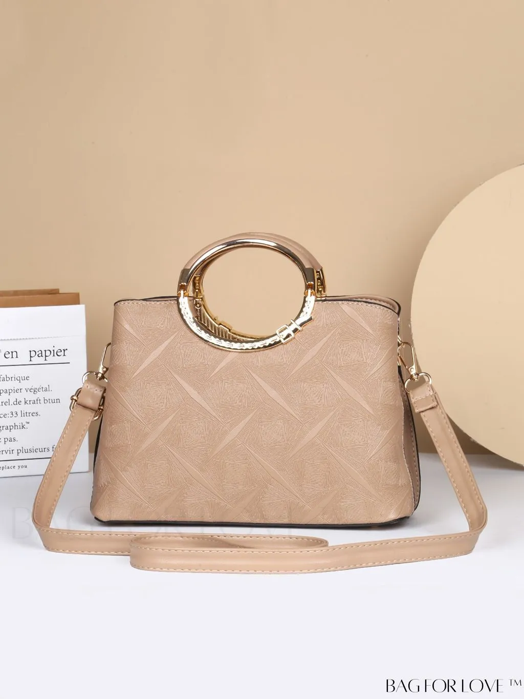 BagForLove - Embossed Metal Ring Handbag: Fashionable, Minimalistic Design for Commuting