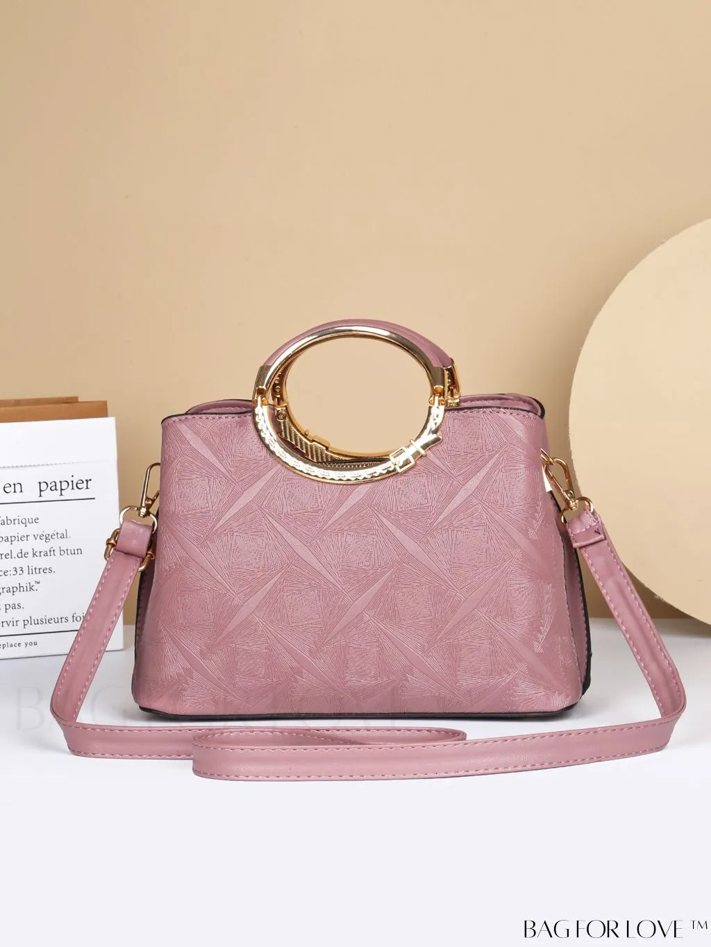 BagForLove - Embossed Metal Ring Handbag: Fashionable, Minimalistic Design for Commuting