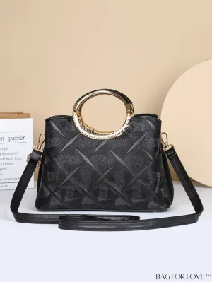 BagForLove - Embossed Metal Ring Handbag: Fashionable, Minimalistic Design for Commuting