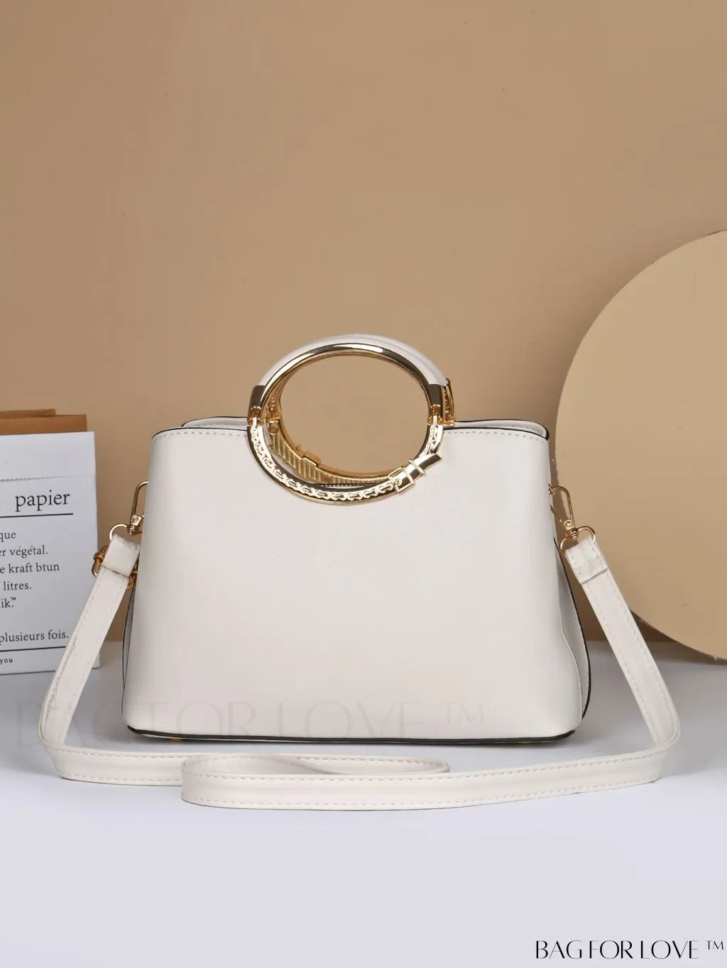 BagForLove - Embossed Metal Ring Handbag: Fashionable, Minimalistic Design for Commuting