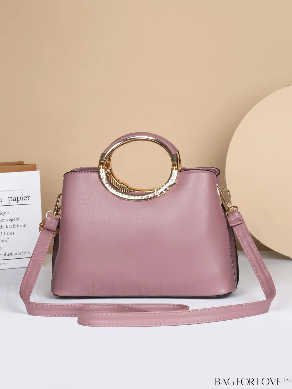 BagForLove - Embossed Metal Ring Handbag: Fashionable, Minimalistic Design for Commuting
