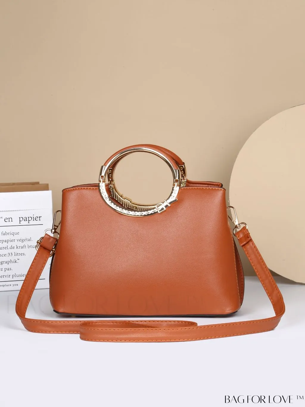 BagForLove - Embossed Metal Ring Handbag: Fashionable, Minimalistic Design for Commuting